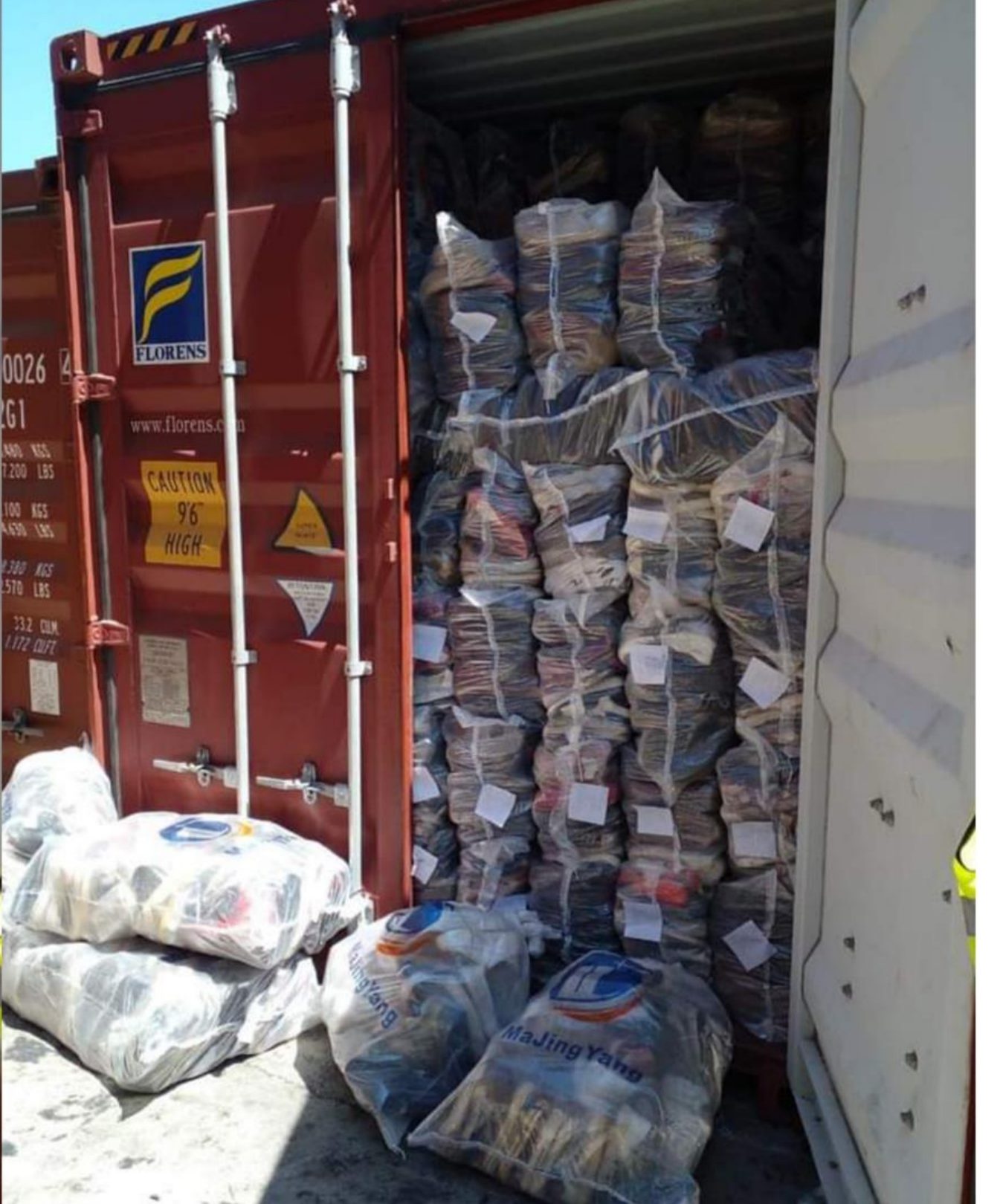 Consignment loaded and secured inside a container