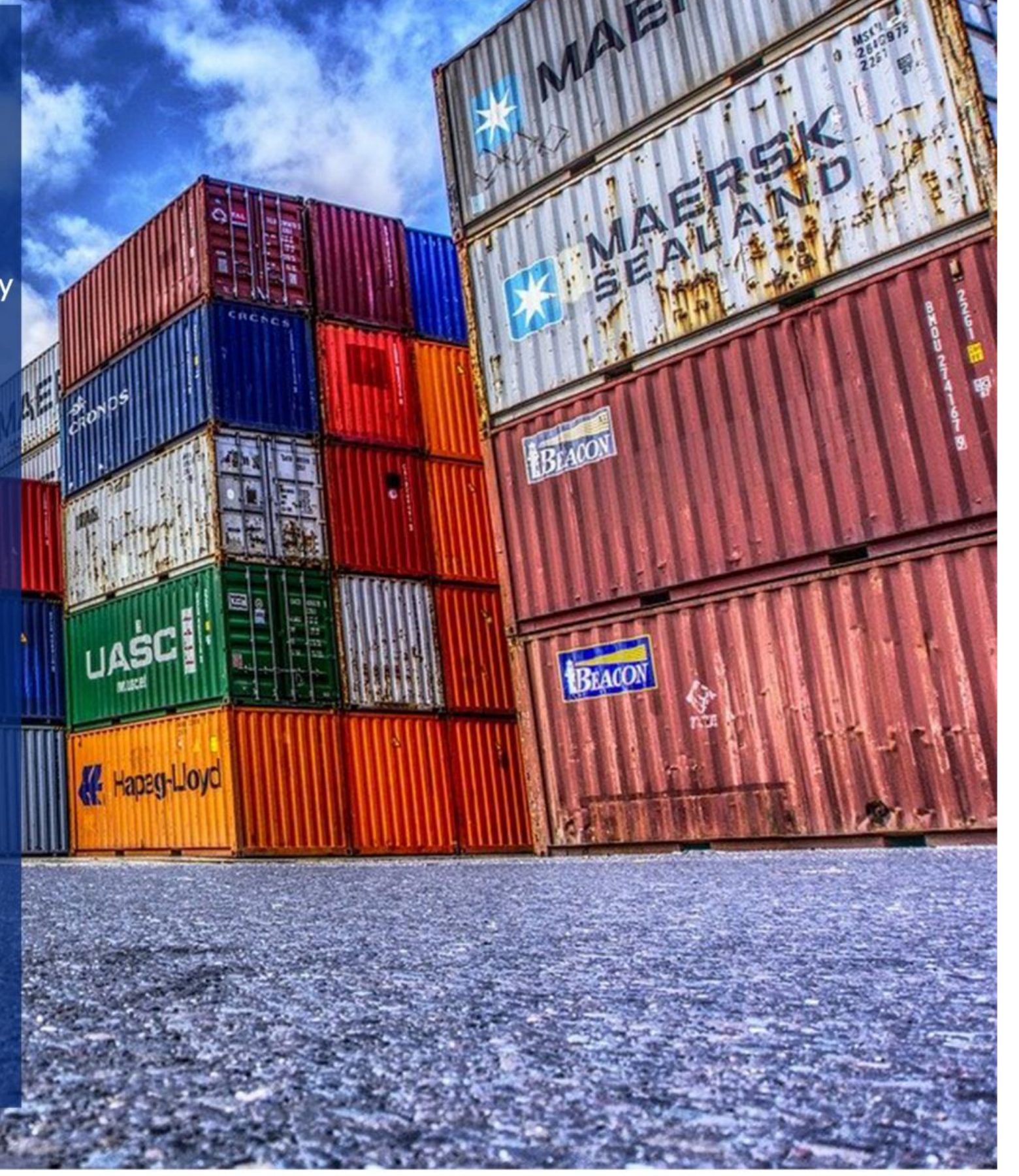 Stacked shipping containers awaiting clearance